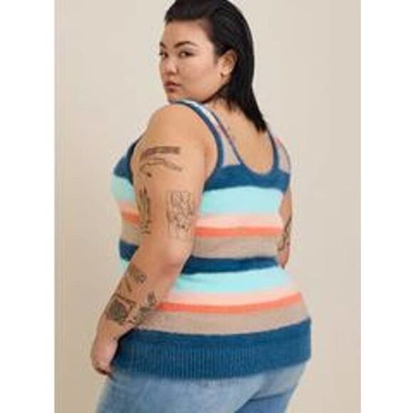 TORRID PULLOVER STRIPED EYELASH KNIT CAMI SWEATER SIZE 2 (CAMI ONLY) - Picture 3 of 9